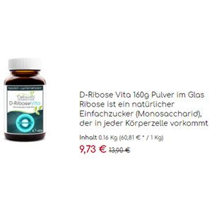 D Ribose Vita Pulver 160G